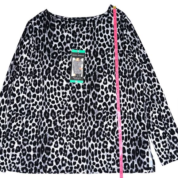 NWT Mario Serrani Long Sleeve Grey Leopard Tunic T-Shirt Size XL - Picture 12 of 13